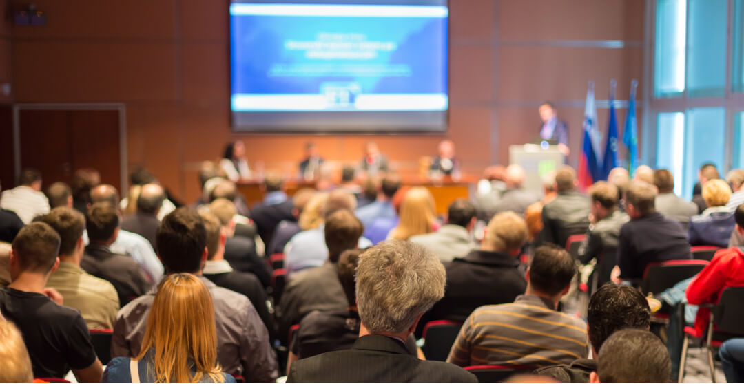 view from audience at a presentation
