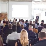 view from audience at a presentation