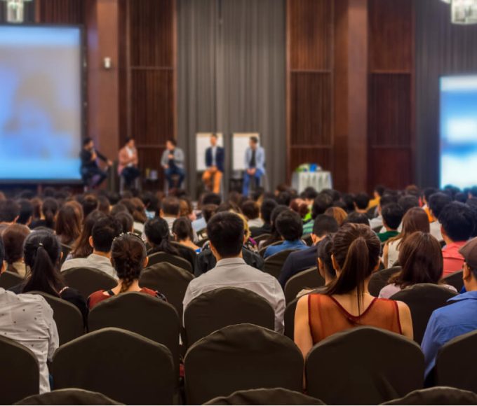 view from audience at a presentation